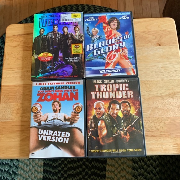 Lot of 4 DVDs Wild Hogs,Blades of Glory,You Don’t Mess with Zohan,Tropic Thunder - Picture 1 of 2